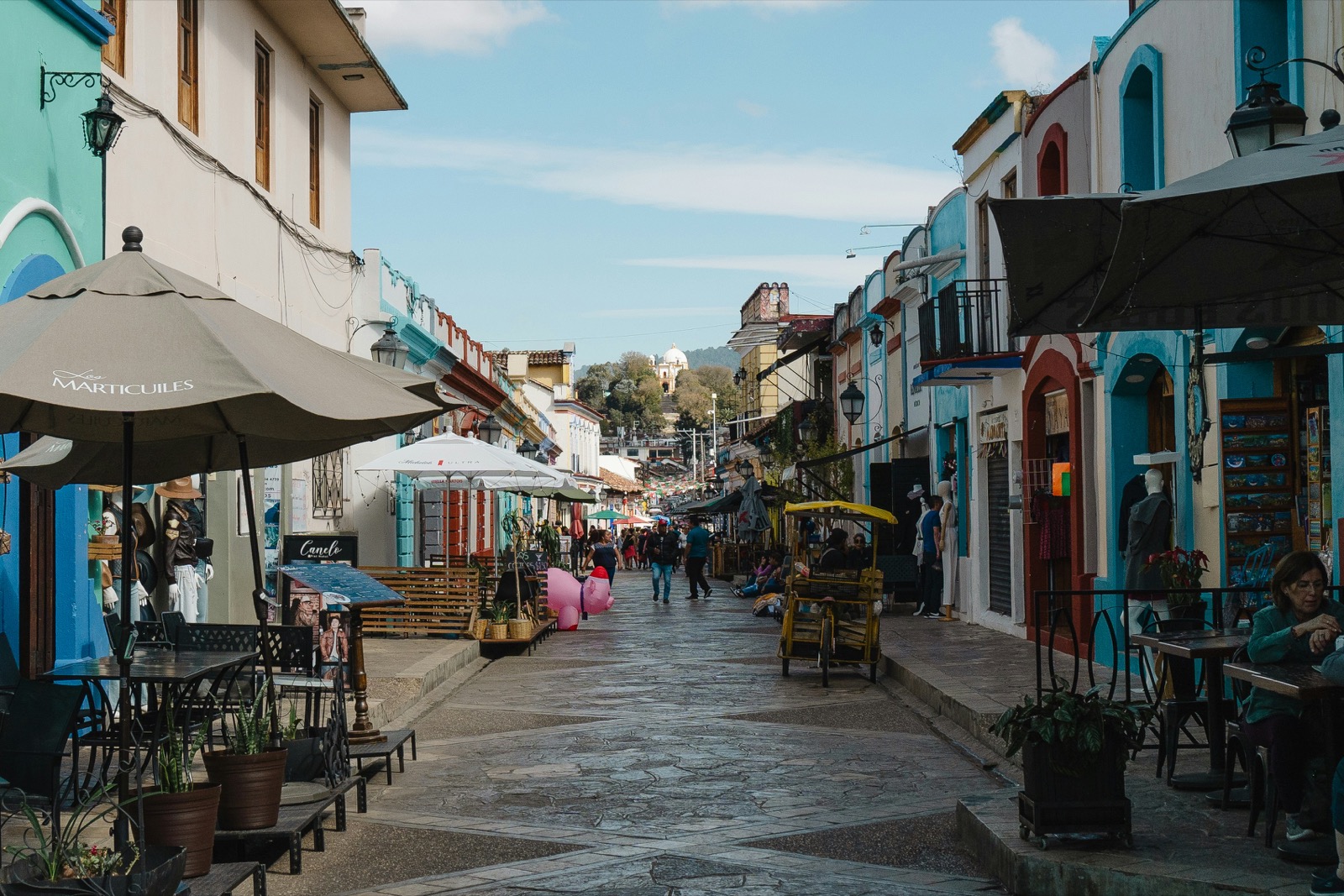 A pedestrian street in San Cristóbal de las Casas, Chiapas.